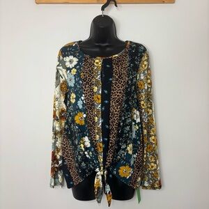 #266 Unbranded Floral and Leopard Print Viscose Long Sleeve